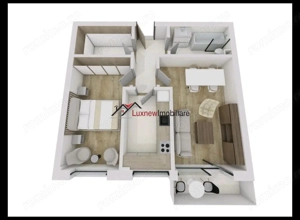 Apartament decomandat cu 2 camere plus 2 balcoane. Su 55.64, suprafata balcon 3 mp.