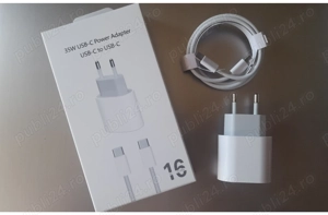 Incarcator Fast Charge Iphone 15 16 Pro Max Set Adaptor 35w + Cablu Incarcare , noi sigilate