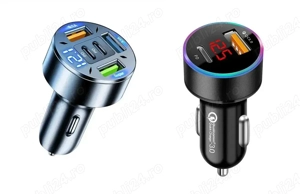 incarcatoare auto superfast charge 66w usb + type c , afisaj tensiune voltmetru , noi sigilate