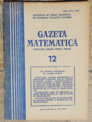 Reviste Gazeta Matematica 1981 nr 2, 9, 11, 12 la bucata - imagine 5