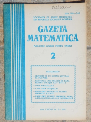 Reviste Gazeta Matematica 1981 nr 2, 9, 11, 12 la bucata - imagine 2