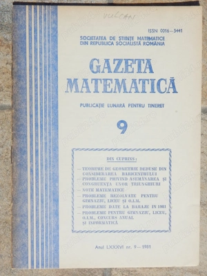 Reviste Gazeta Matematica 1981 nr 2, 9, 11, 12 la bucata - imagine 3
