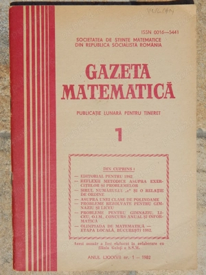 Reviste Gazeta Matematica 1982 nr 1,4-7,11,12 la bucata - imagine 2