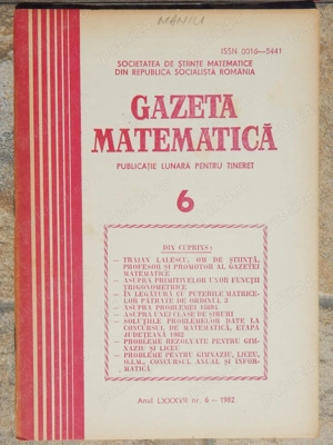 Reviste Gazeta Matematica 1982 nr 1,4-7,11,12 la bucata - imagine 5