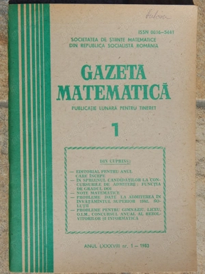 Reviste Gazeta Matematica 1983 nr 1, 2, 4, 5, 6, 8 la bucata - imagine 2