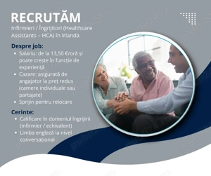 Recrutăm Infirmieri   Îngrijitori (Healthcare Assistants   HCA) în Irlanda