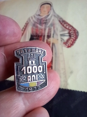 insignă "1000 ani de la fondarea orasului Satu Mare - 1972"
