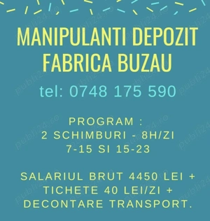 Manipulanti si Muncitori necalificati  fabrica