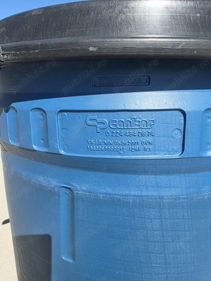 Butoi  albastru de plastic cu capac si inchidere cu filet si aerisire 215 litri  - imagine 5