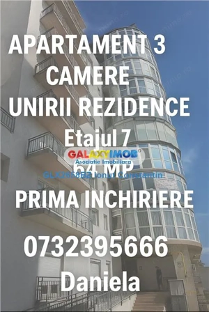 Inchiriere apartament 3 camere tip semirotund- Bloc nou