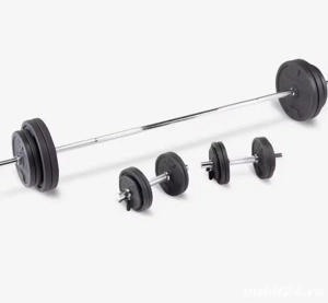 Set Gantere și Bara haltera fitness Bodybuilding 93 kg