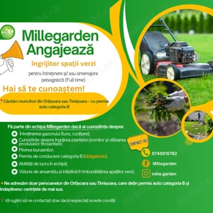 Angajăm îngrijitor spații verzi -4000- 5700 lei - Timisoara