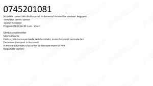 Angajam Instalator Ajutor instalator Apa-Canal