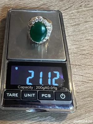 inel Rusia aur cu 4 ct diamante si jad - imagine 4