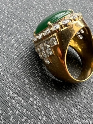 inel Rusia aur cu 4 ct diamante si jad - imagine 5