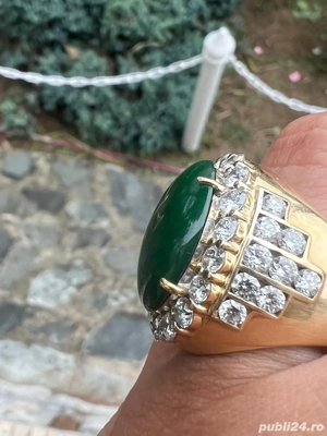 inel Rusia aur cu 4 ct diamante si jad - imagine 3