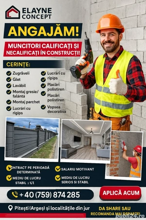 Angajam muncitori in constructii