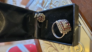 Inel și pandantiv granate dama argint - imagine 5