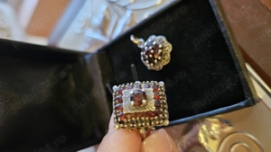 Inel și pandantiv granate dama argint - imagine 3