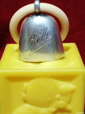 Clopotel din argint cu inel din fildeș pentru bebeluși 