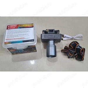 Lanterna frontala laser puternica zoom raza 300metri cu acumulator litiu 18650 , noi la cutie - imagine 2