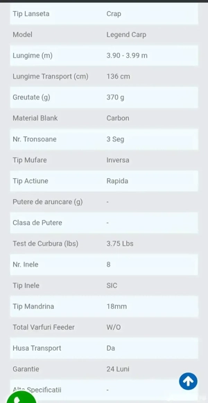 Lansete Crap Pro Fl Legend Carp 3,90m 3,75 lbs 3 segmente - imagine 2