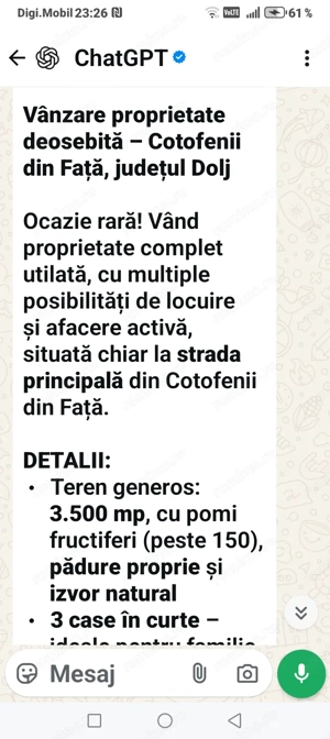 Casa de vanzare cotofeni din fata 