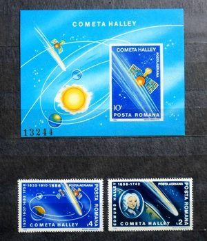 Timbre + coliță nedantelată  Întoarcerea cometei Halley 