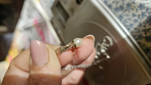 Lant aur 14 k cu perluță veritabilă 