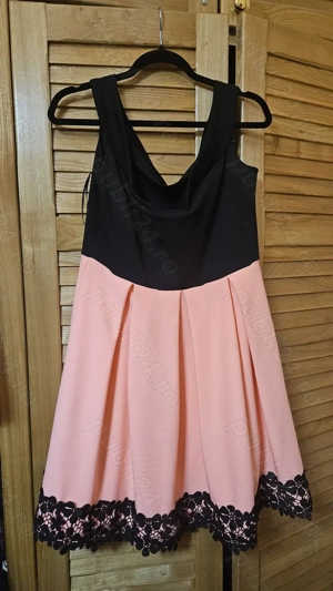 Rochie domnisoare doamne eveniment roz cu negru, marimea 44