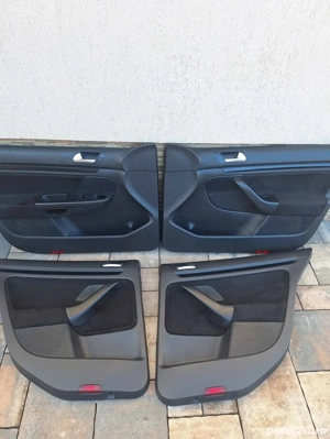 Set Tapiterie usa fete de usa stanga dreapta fata spate Vw Golf  6 / 5 retapitate alcantara negru - imagine 2