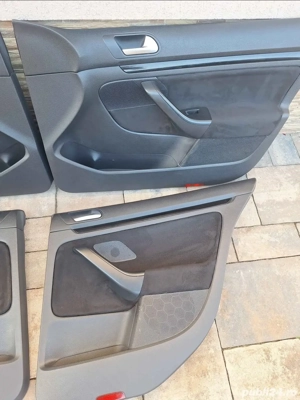 Set Tapiterie usa fete de usa stanga dreapta fata spate Vw Golf  6 / 5 retapitate alcantara negru - imagine 4