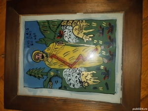 icoana veche pictura pe sticla