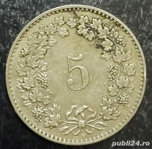 vând monedă elvețiană de 5 rappen din 2018,pt colecționari 