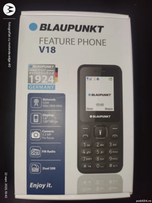 Mini telefon Seniori NOU,  Blaupunkt V18, lanterna + cartela 