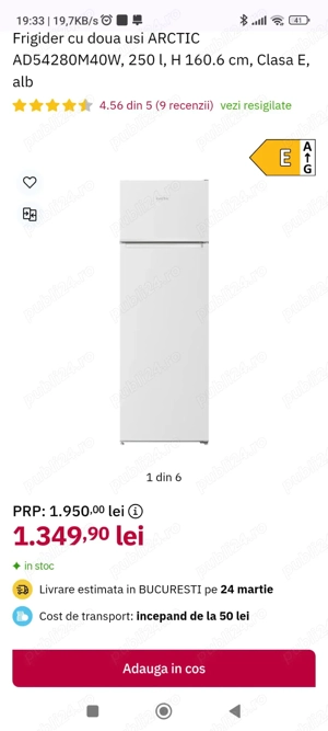 Vand friginer Arctic cu doua usi