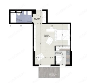 Apartament 1 camera, 41 mp, bucatarie inchisa, zona Iulius Mall