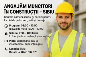 Angajez meseriași în construcții!