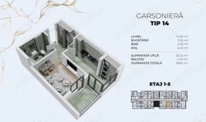 Garsonieră decomandată într-un ansamblu nou   finalizare Decembrie 2026 - imagine 8