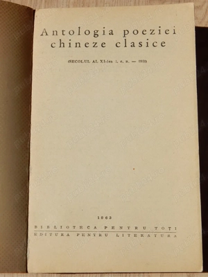 Antologia poeziei chineze clasice Biblioteca Pentru Toti 1963 - imagine 4