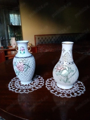 Vaze ornamentale chinezesti, din portelan perforat, model dantelat