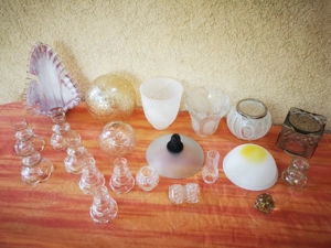 diverse abajururi si piese sticla ptr lustra veche abajur lampa spot dispersor reflector - imagine 2