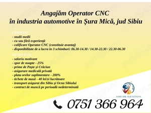 Angajăm Operator CNC