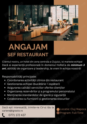 Igrasto HR Angajeaza Sef Restaurant