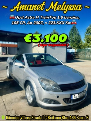 Opel Astra H TwinTop,1.8 benzina,105CP,An 2007, 223.XXX Km