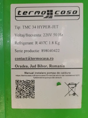 Pompa de caldura apa-apa Termocasa 12Kw monofazat