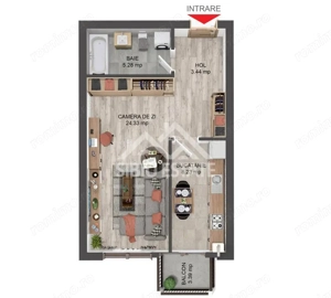 Studio ,41 mp, balcon etaj 1, bloc dotat cu lift, zona Brana Intabulat - imagine 3