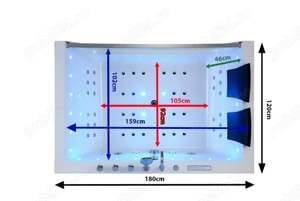 cada cu hidromasaj Premium pentru 2 persoane 180x120 cm