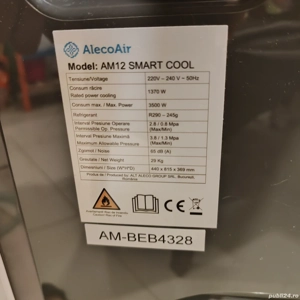 Aparat aer conditionat portabil 12,000 BTU AlecoAir AM12 SMART COOL, Wi-Fi, Functie Incalzire, Telec
