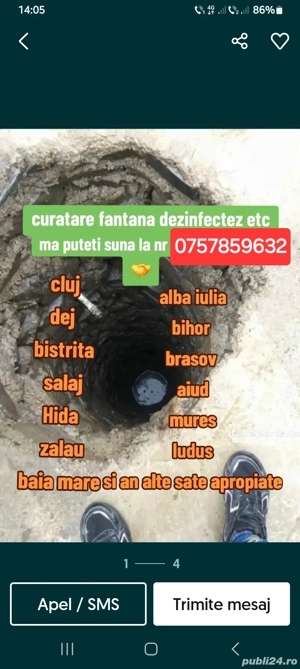 curățirea fantana fantani si puturi cluj zalau salaj mures bistrita dej oriunde este nevoie 